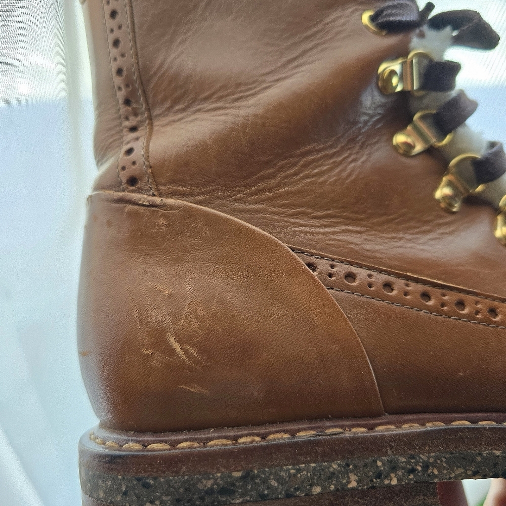 The Office of Angela Scott Mr Bernard Boots 38.5 Cognac Leather Combat Lace-Up - Picture 8 of 8